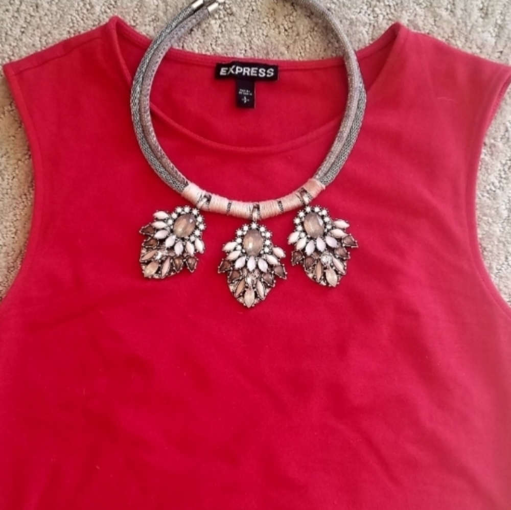 Large Crystal Statement Necklace - image 4